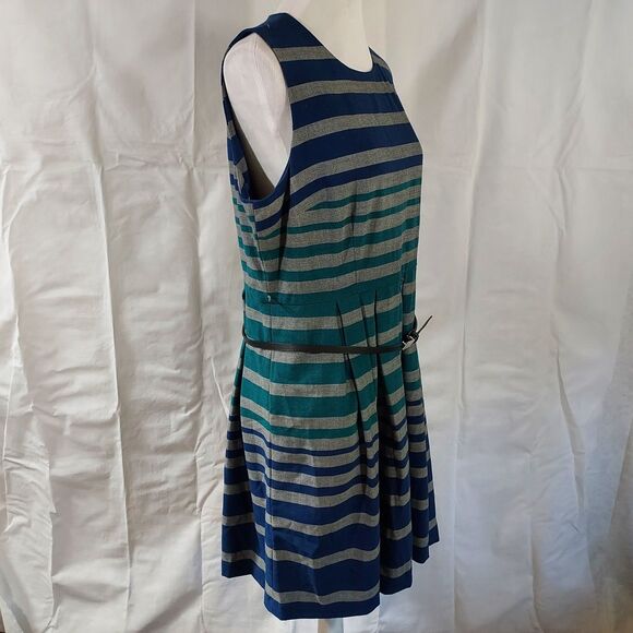 Calvin Klein Fit and Flare Dress Womens Size 16 Sleeveless Stretch Striped Lined - Picture 5 of 11
